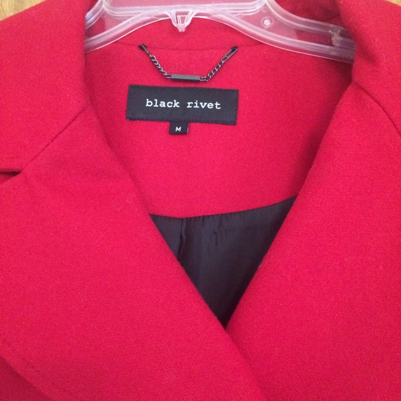 BRAND NEW Black Rivet Red Pea Coat, medium - Picture 2 of 11